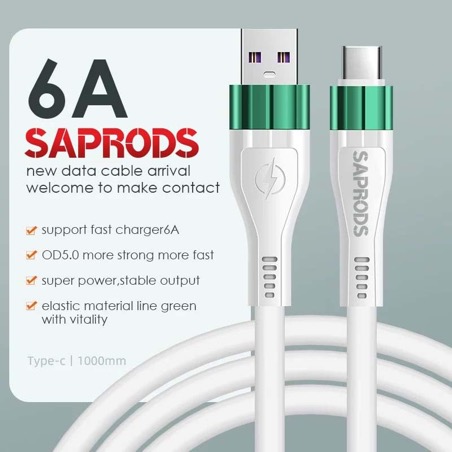 SAPRODS USB C Fast Charge Cable 5A 65W
