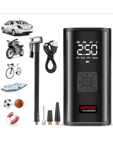 SAPRODS Tyre Inflator with 5000mAh Battery