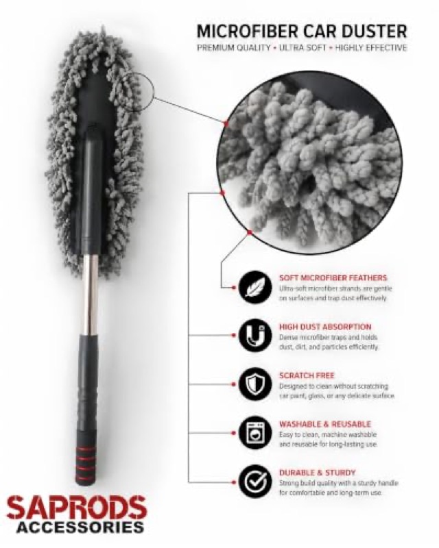SAPRODS Microfiber Car Brush with Non-Slip Handle SAPRODS Microfiber Car Brush with Non-Slip Handle