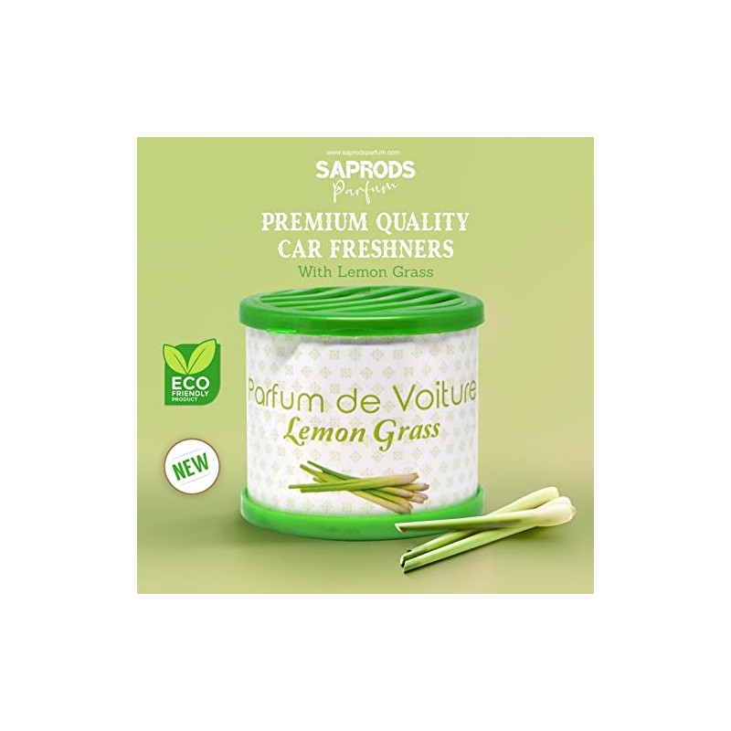 SAPRODS Lemon Grass Car Air Freshener, Provides a Long-Lasting Scent for Auto or Home, Adjustable Lid for Desired Strength