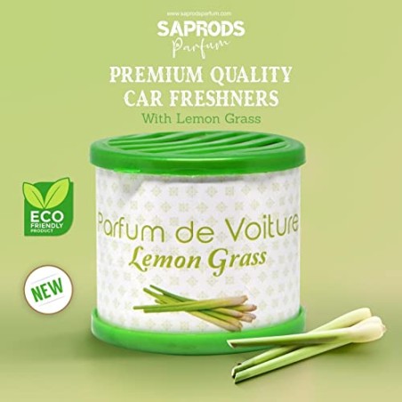 SAPRODS Lemon Grass Car Air Freshener, Provides a Long-Lasting Scent for Auto or Home, Adjustable Lid for Desired Strength