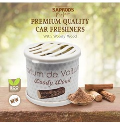 SAPRODS Woody Wood Car Air Freshener, Provides a Long-Lasting Scent for Auto or Home, Adjustable Lid for Desired Strength