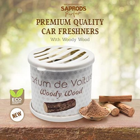 SAPRODS Woody Wood Car Air Freshener, Provides a Long-Lasting Scent for Auto or Home, Adjustable Lid for Desired Strength