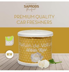 SAPRODS White Rose Car Air Freshener, Provides a Long-Lasting Scent for Auto or Home, Adjustable Lid for Desired Strength