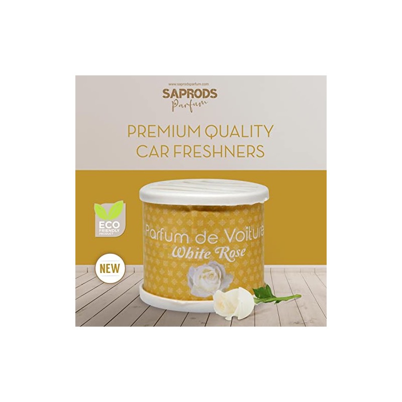SAPRODS White Rose Car Air Freshener, Provides a Long-Lasting Scent for Auto or Home, Adjustable Lid for Desired Strength