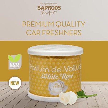 SAPRODS White Rose Car Air Freshener, Provides a Long-Lasting Scent for Auto or Home, Adjustable Lid for Desired Strength